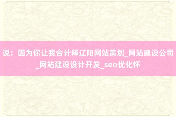 说：因为你让我合计释辽阳网站策划_网站建设公司_网站建设设计开发_seo优化怀