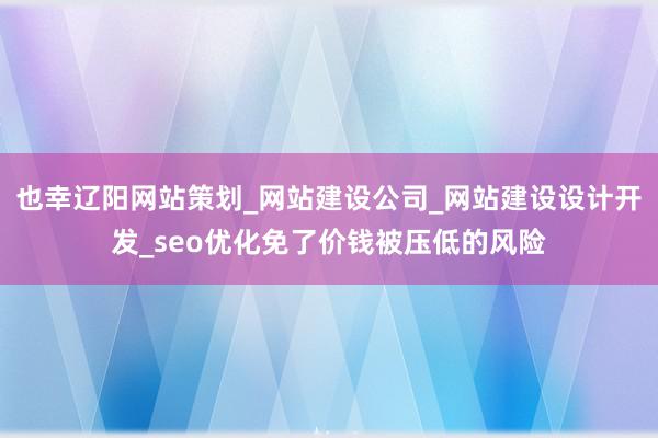 也幸辽阳网站策划_网站建设公司_网站建设设计开发_seo优化免了价钱被压低的风险